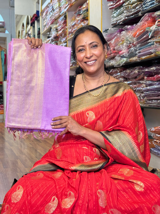 Lavendar Semi Tussar Saree