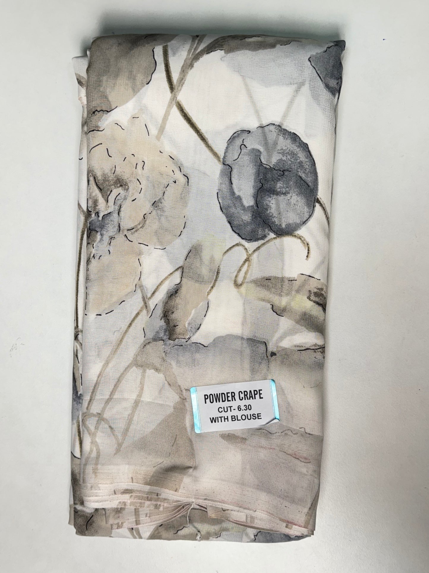 Grey Powder crape Saree