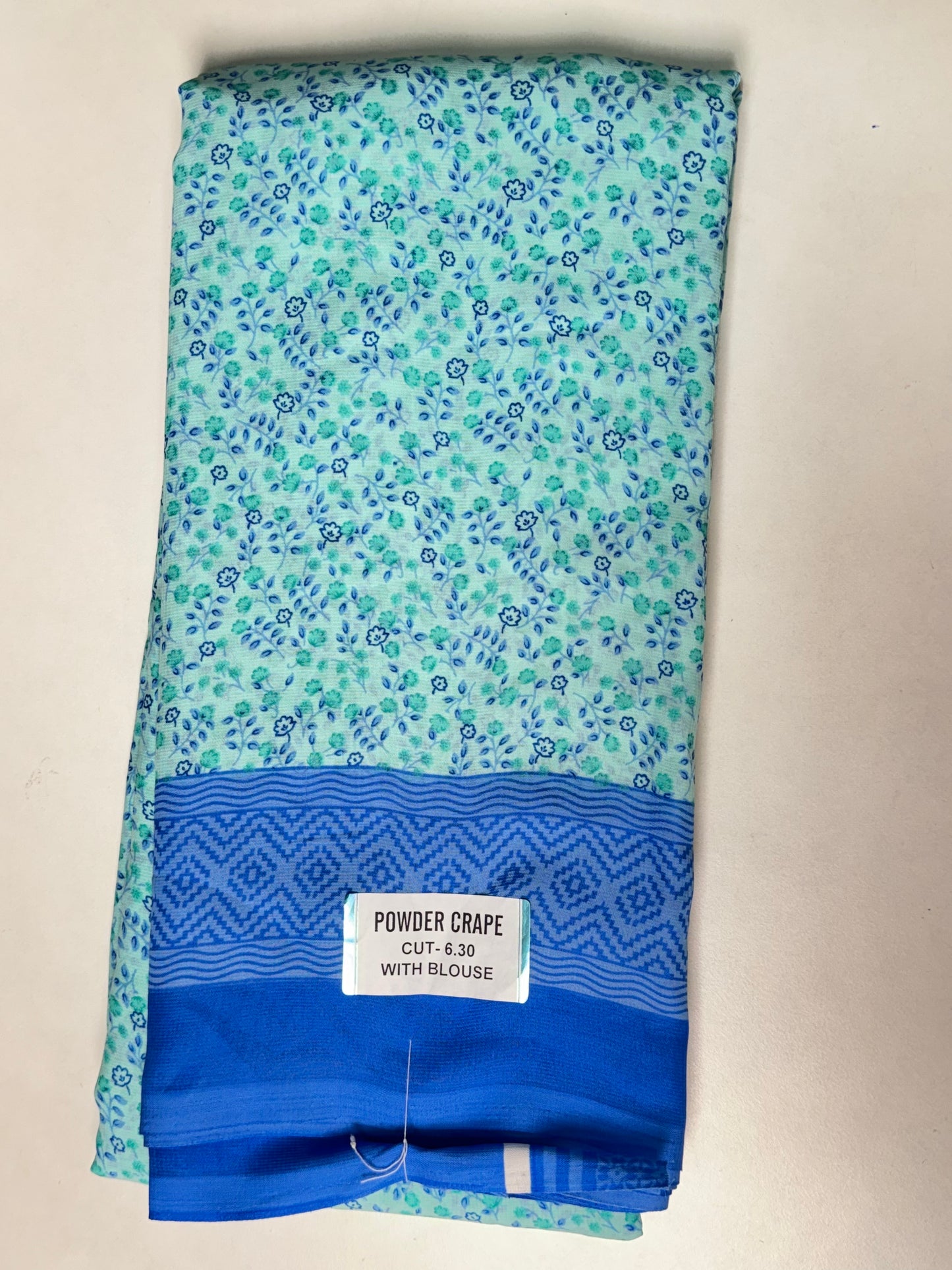 Blue Powder crape Saree