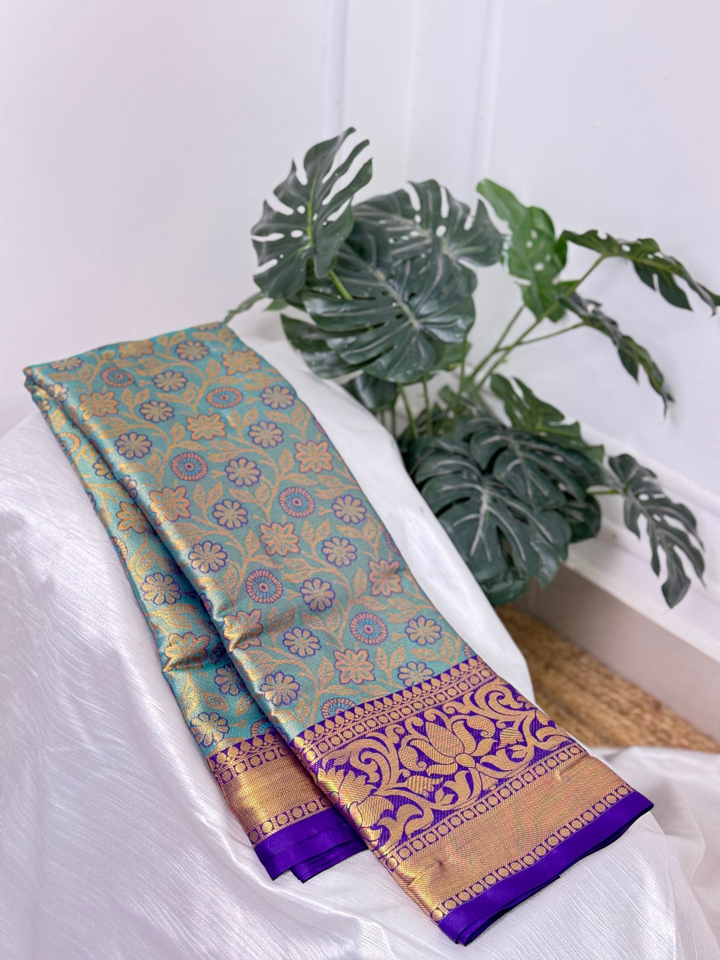 Rama Green Semi Silk Saree