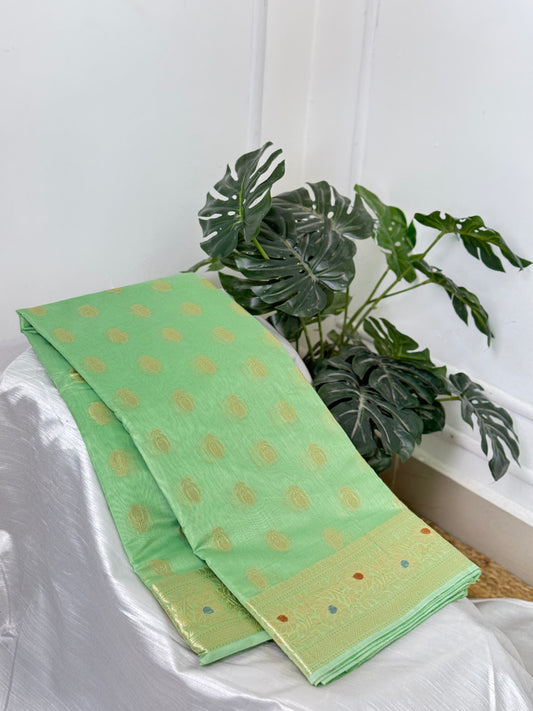 Light Green Banarasi Silk Cotton Saree.