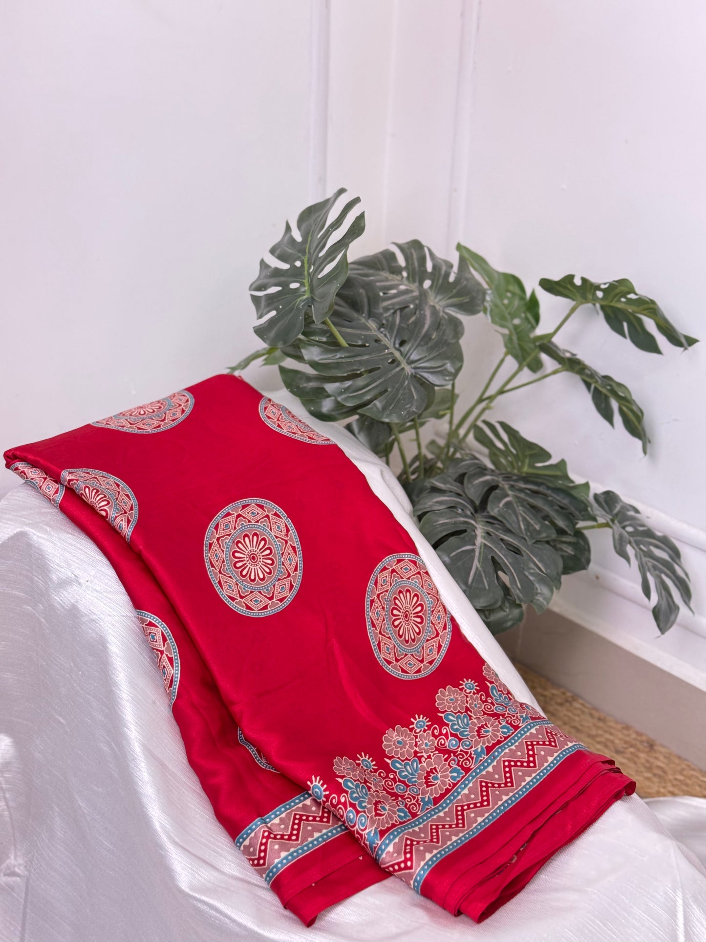 Red Semi Modal Silk Saree.