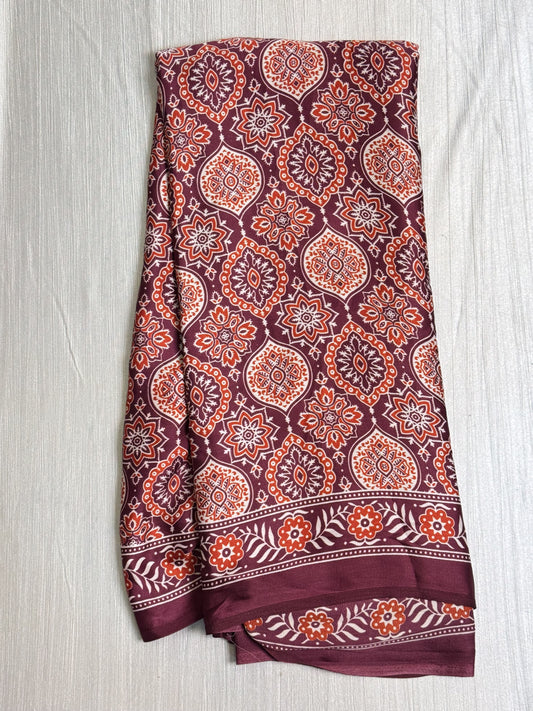 Pecan color Semi Modal Silk Saree.