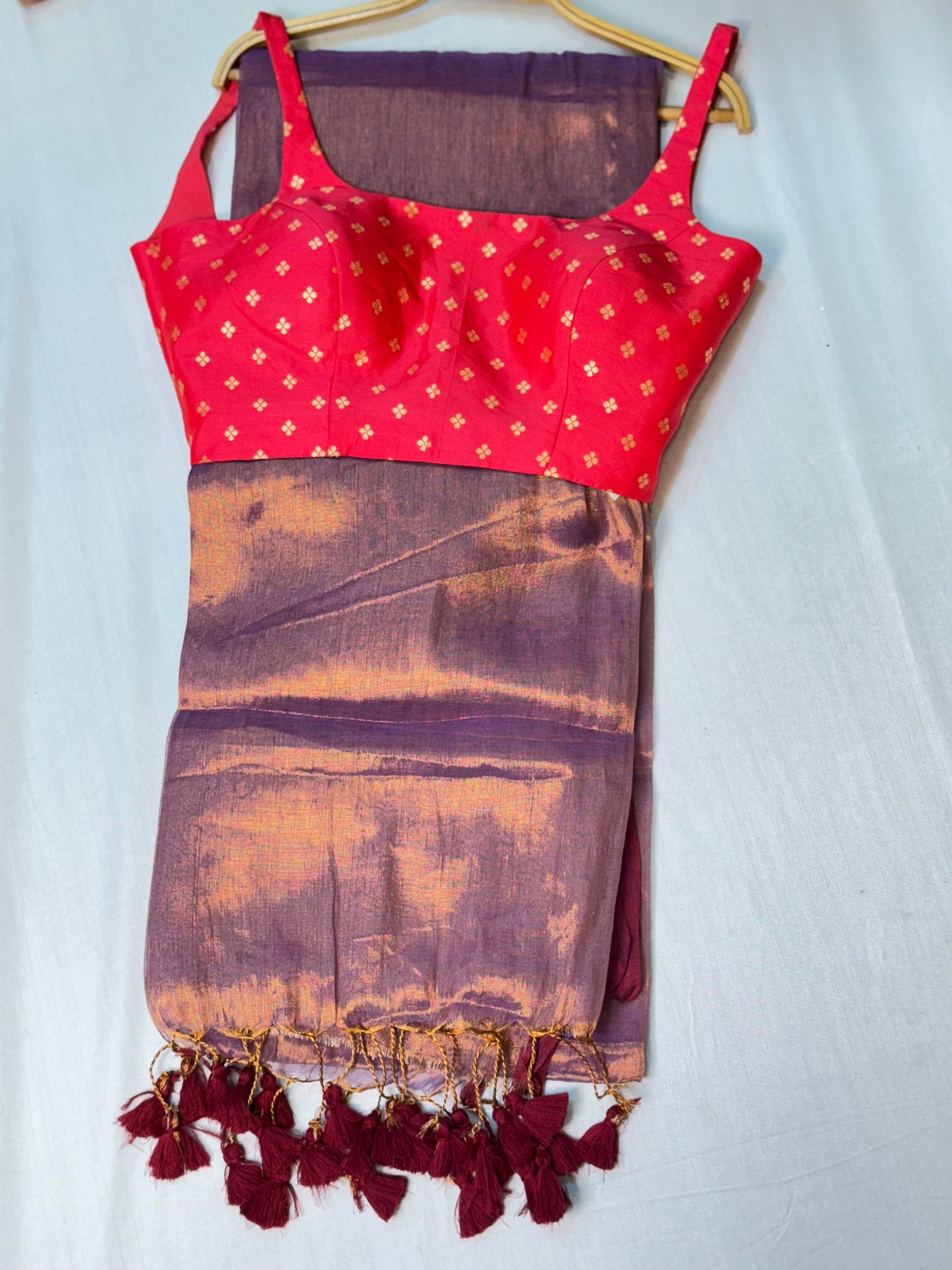 Light Purple Tissue Saree with Ready to wear Blouse