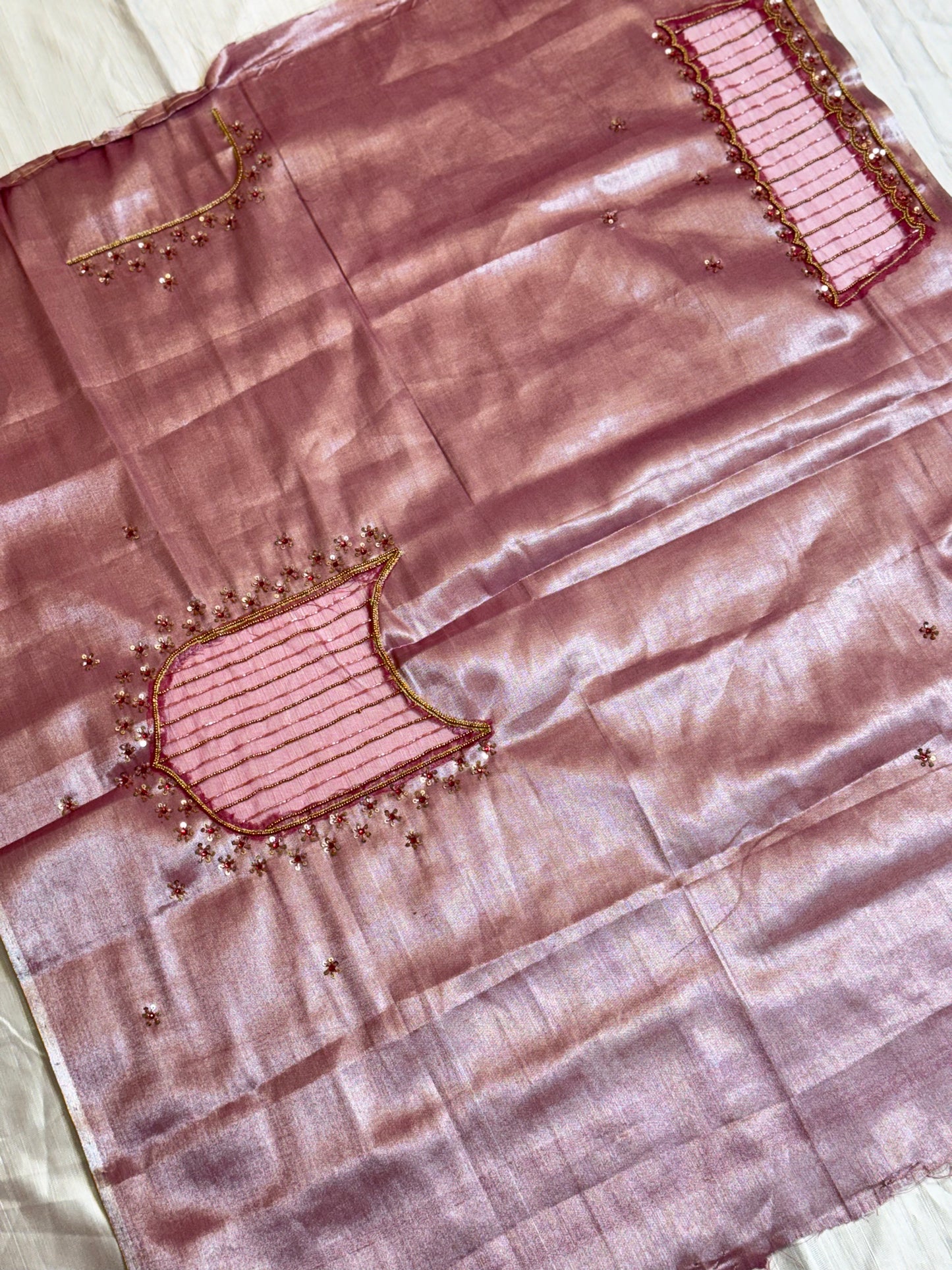Pink Tissue Hand Work Blouse