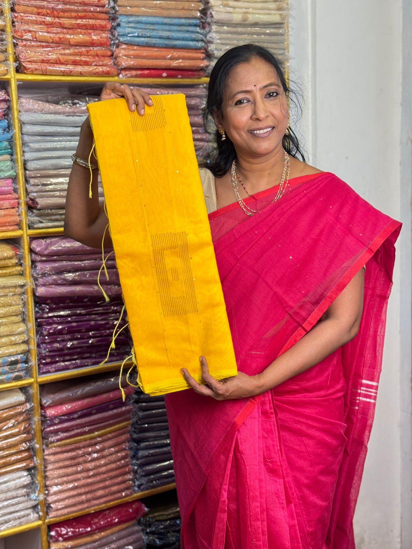 Yellow Silk Cotton Saree