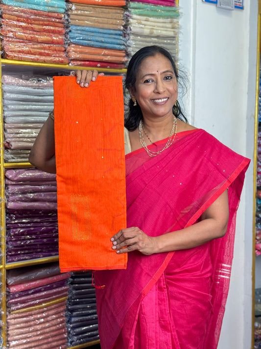 Orange Silk Cotton Saree