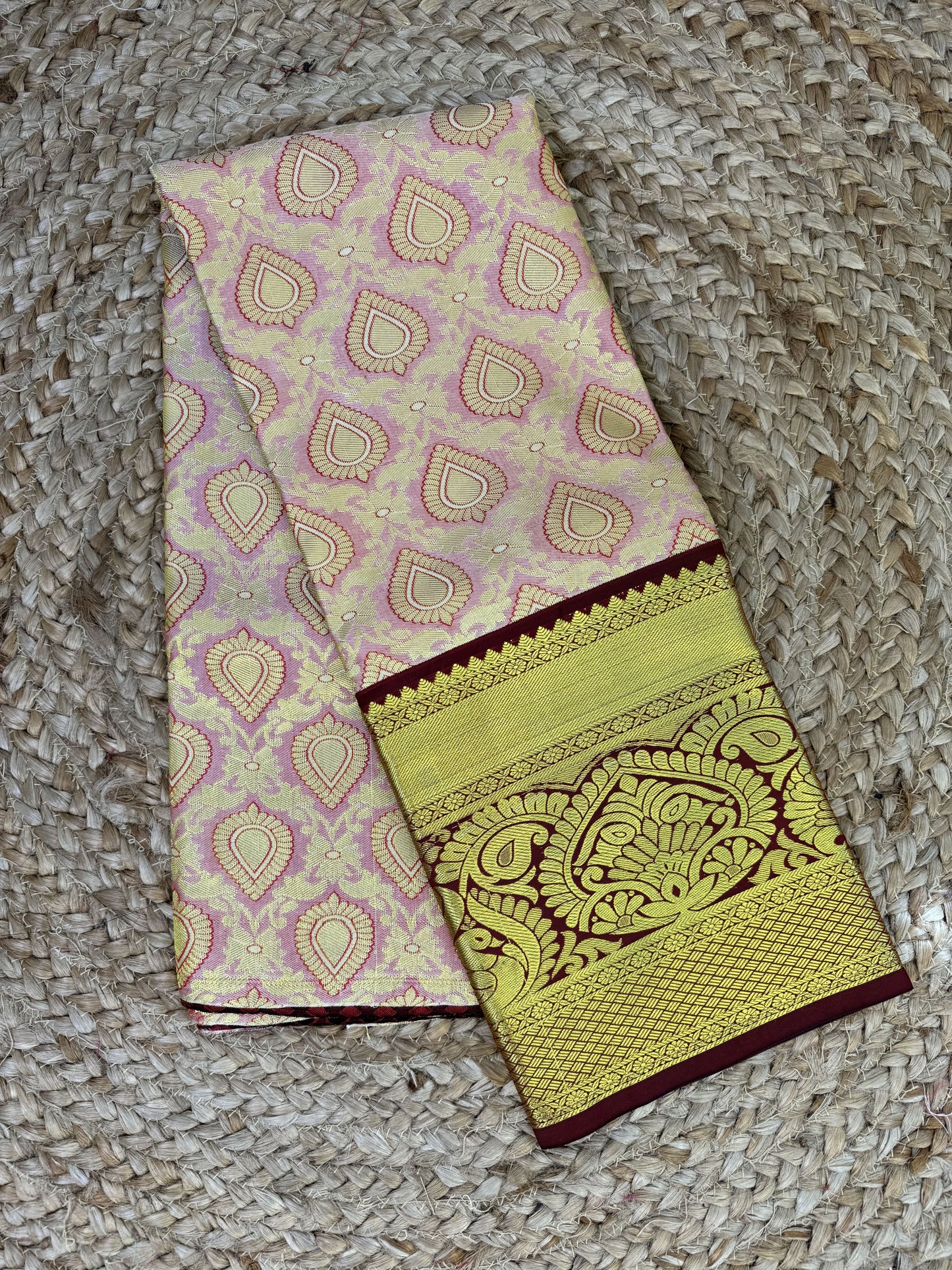 Peach Brown Pattu Pavadai Sattai