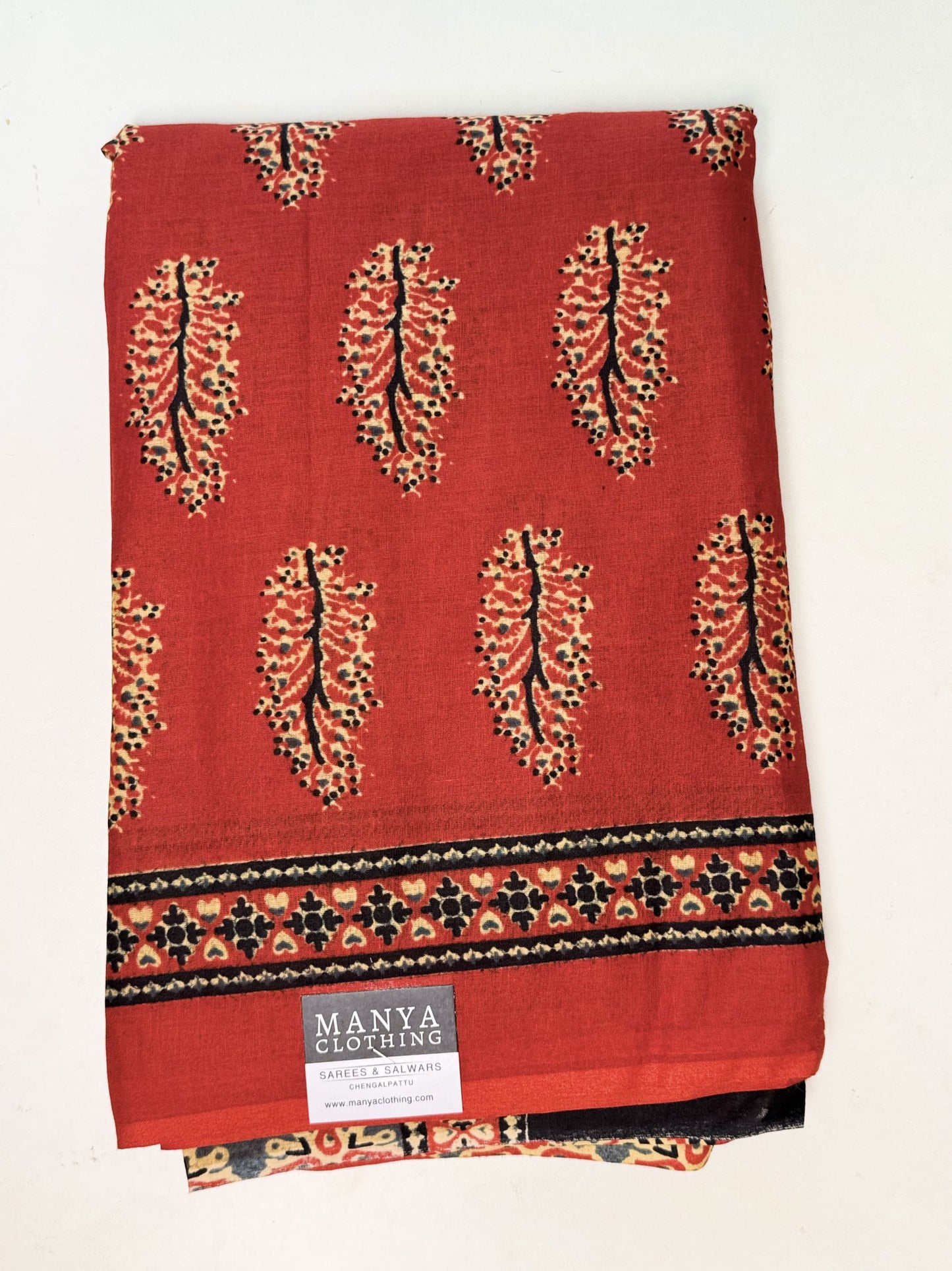 Red Pure Mul-Mul Cotton Saree