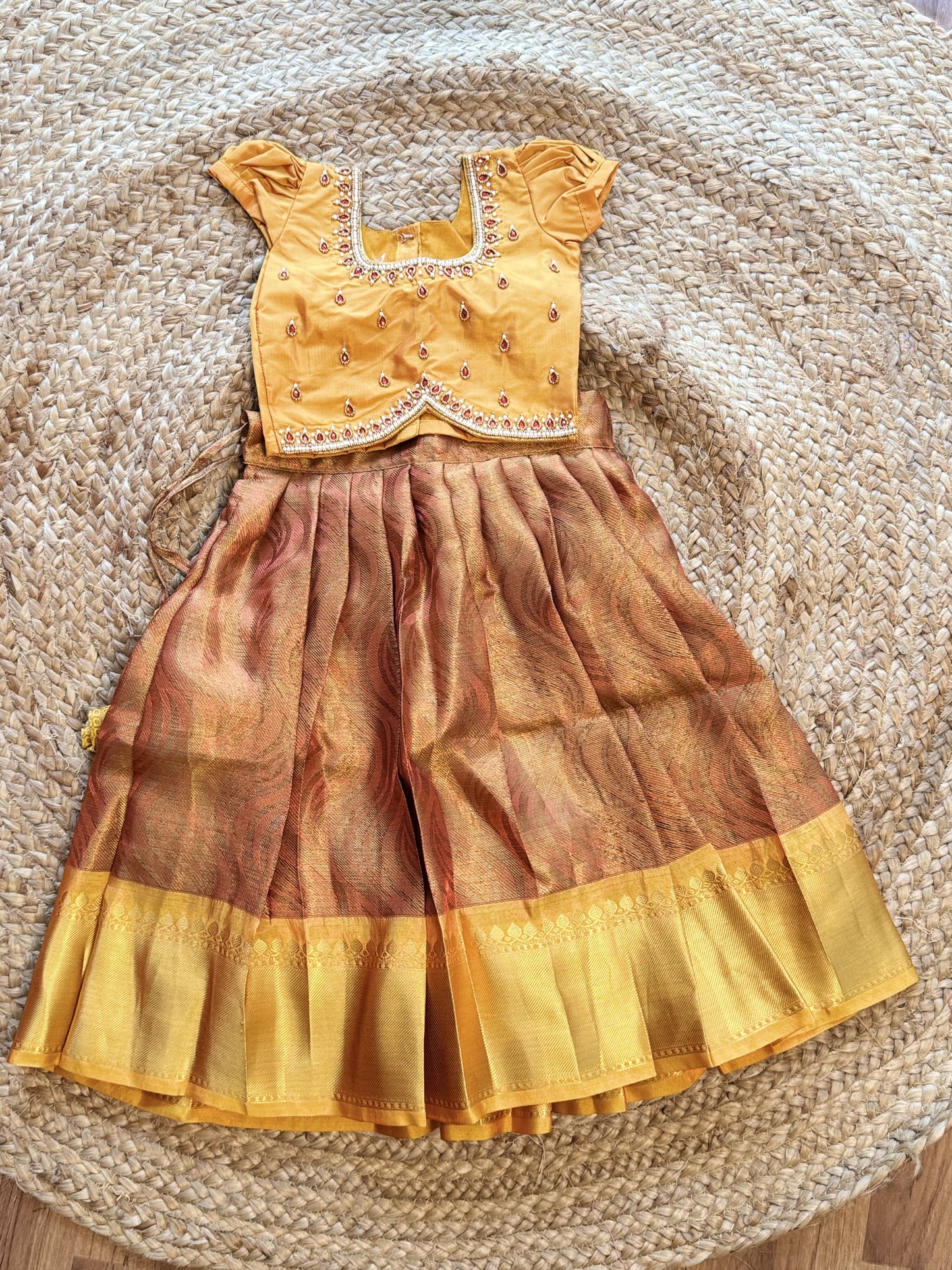 Mango Yellow with Brown Baby Dress