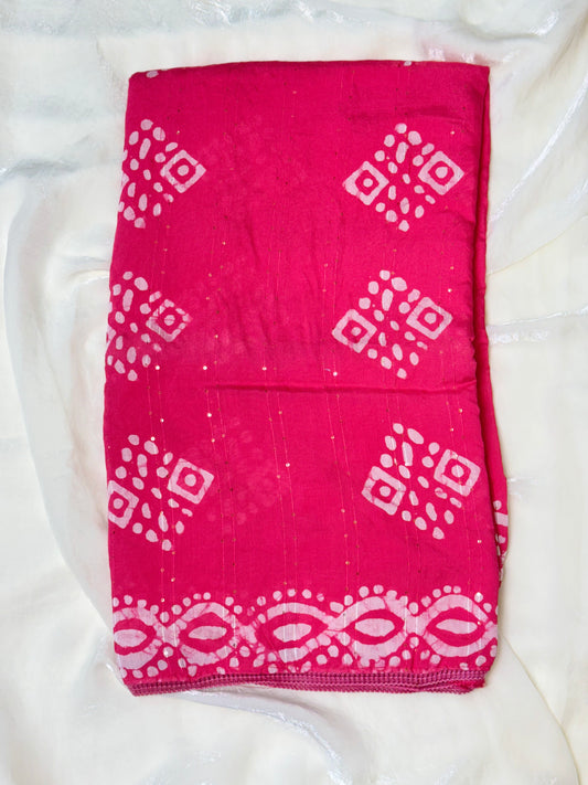 Hot Pink Staple Cotton Saree