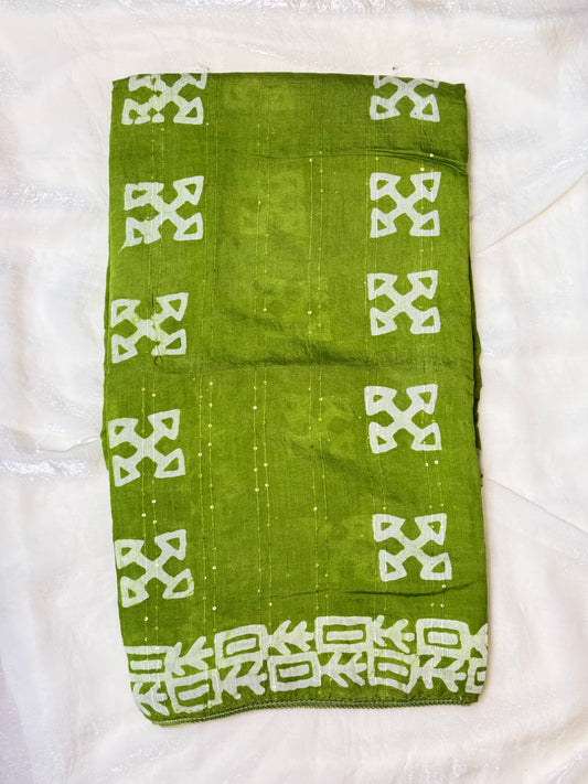 Green Staple Cotton Saree