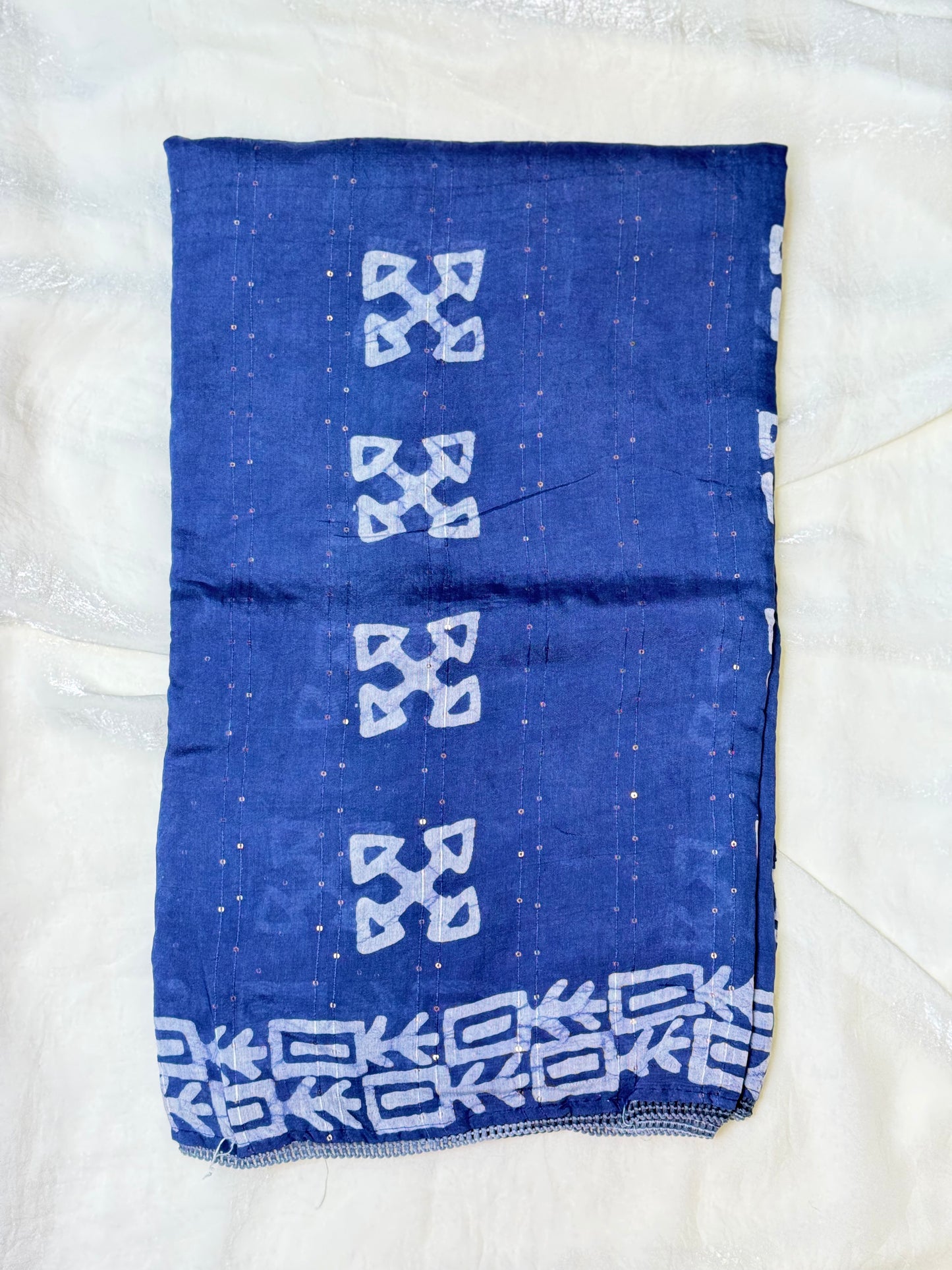 Blue Staple Cotton Saree