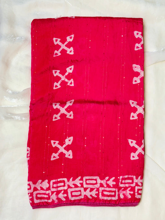 Hot pink Staple Cotton Saree