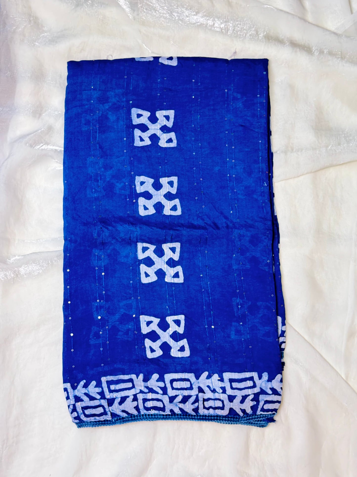 Blue Staple Cotton Saree