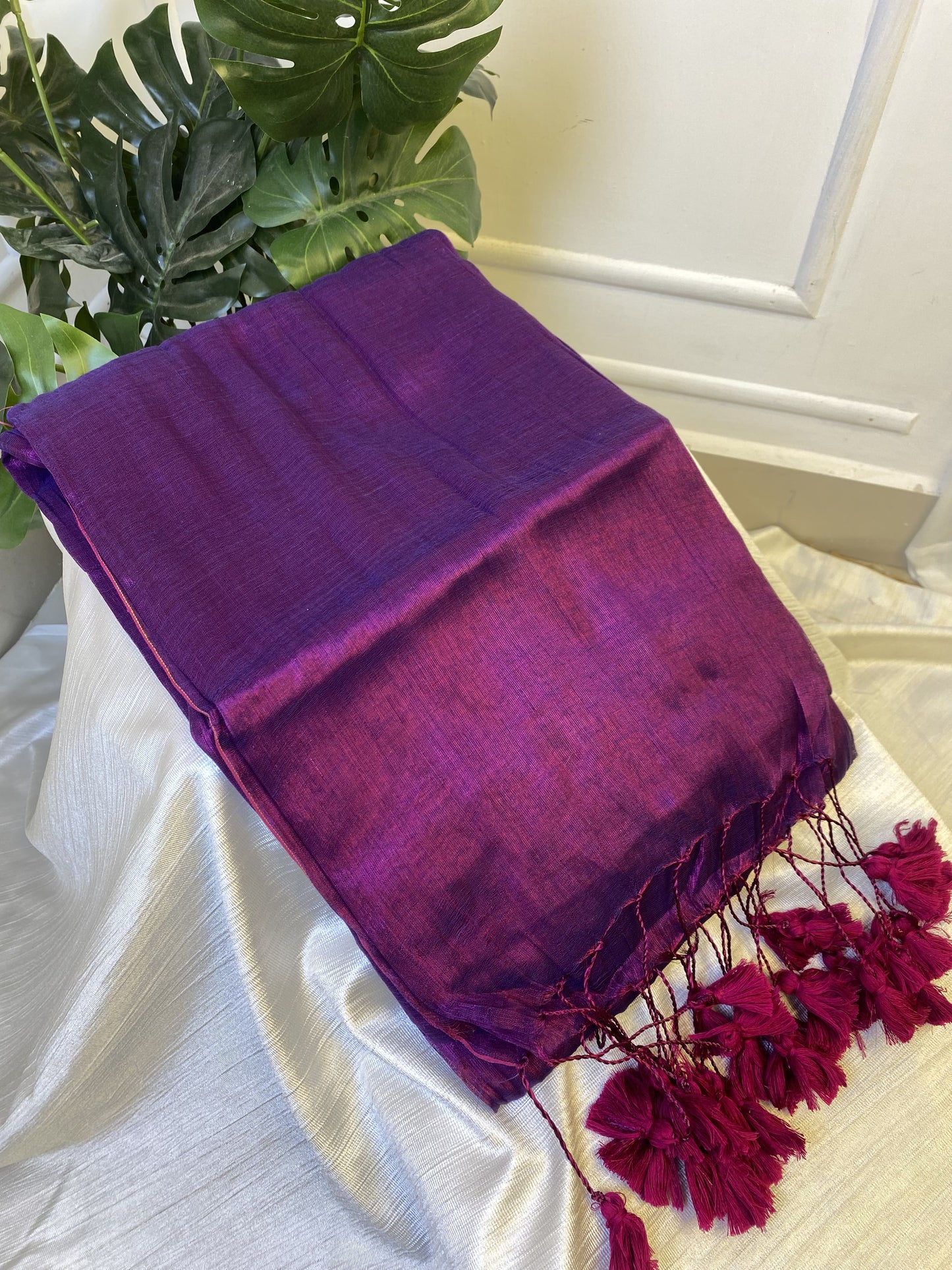 Dark Purple Plain Tissue Saree