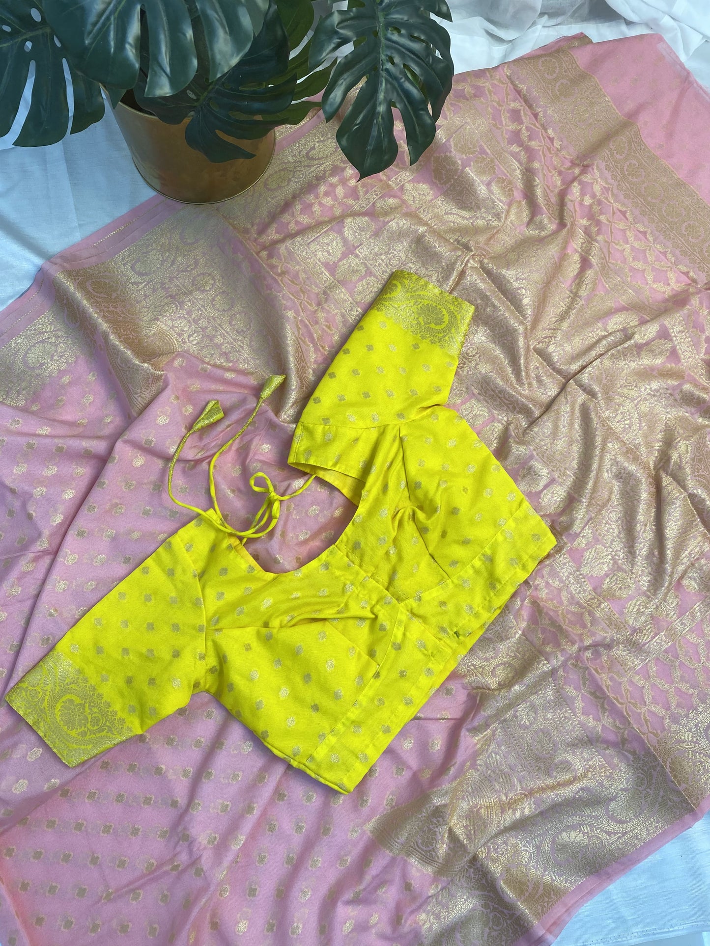 Light Pink Georgette Saree with stitched blouse