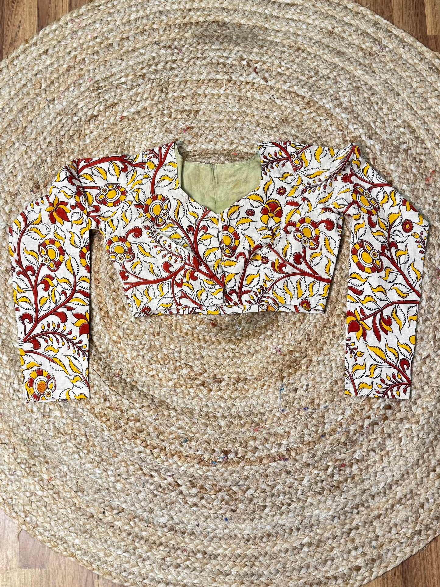 Half White Kalamkaari Ready to Wear Blouse