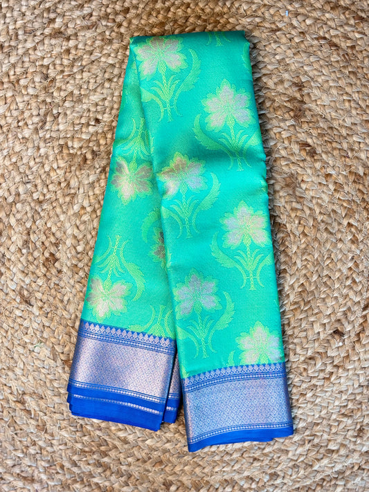 Green Semi Katan saree