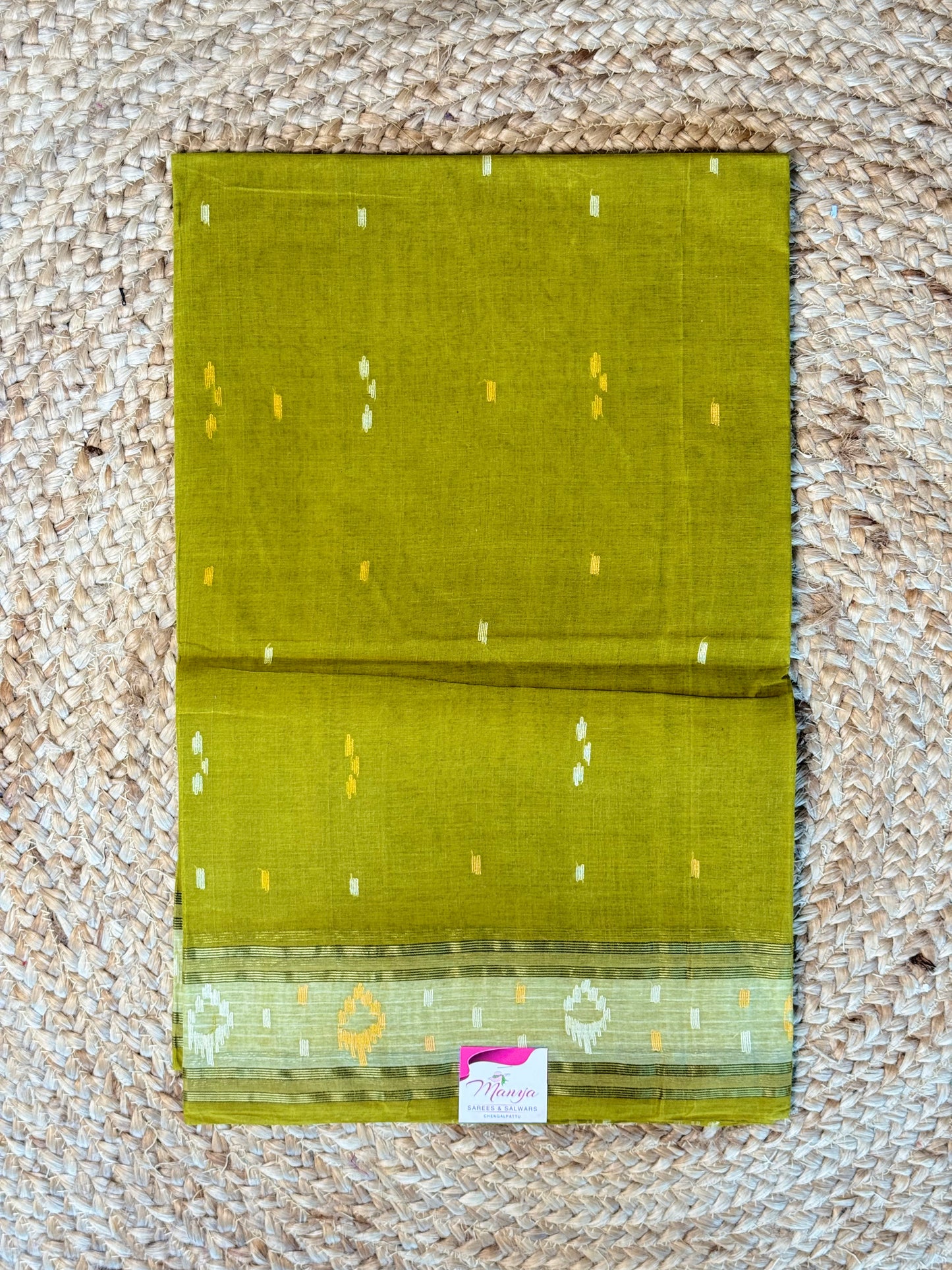 Green cotton saree