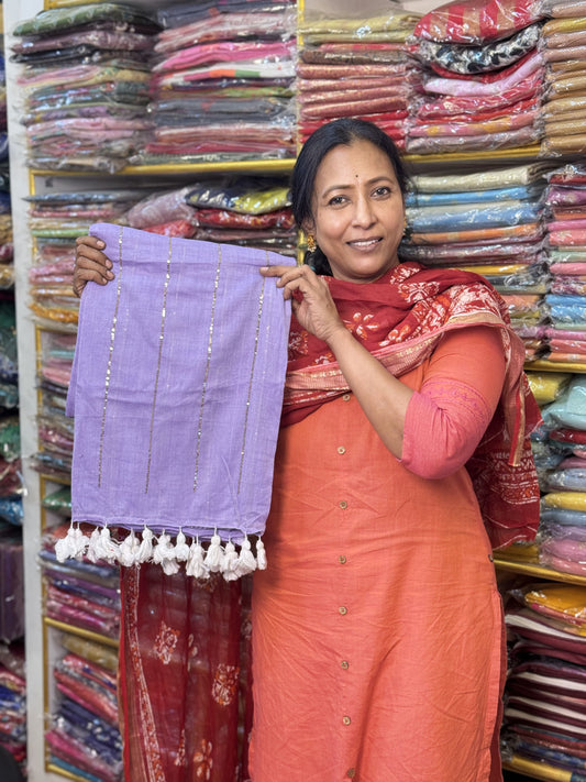 Lavendar Pure Mul Cotton Saree