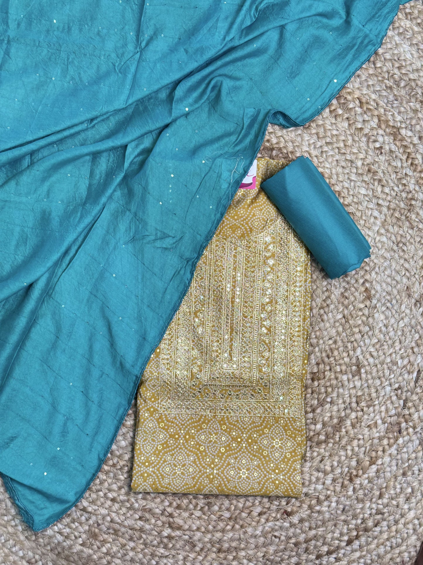 Gold Unstitched Salwar Suit