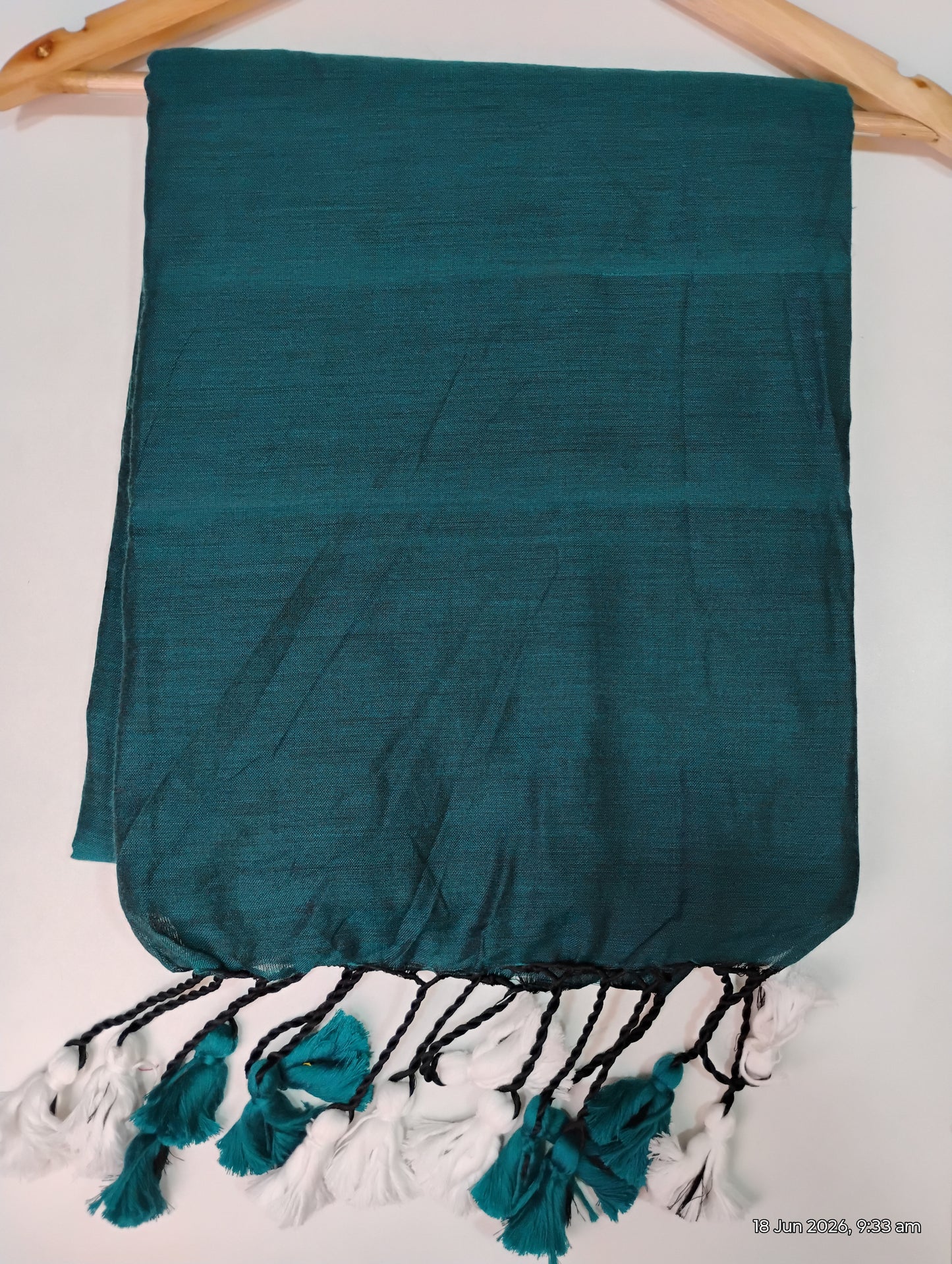 Teal Green Khadi Cotton Saree