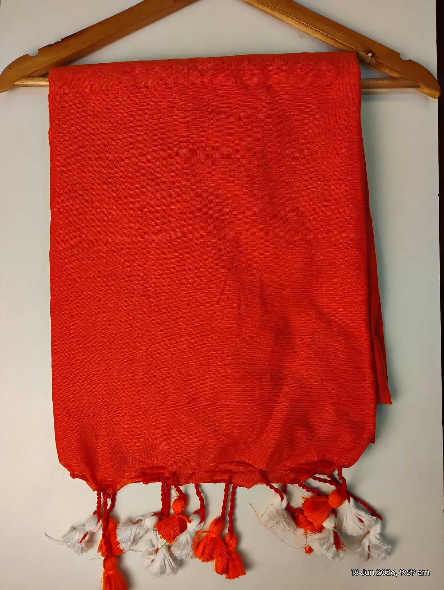 Orange Khadi Cotton Saree