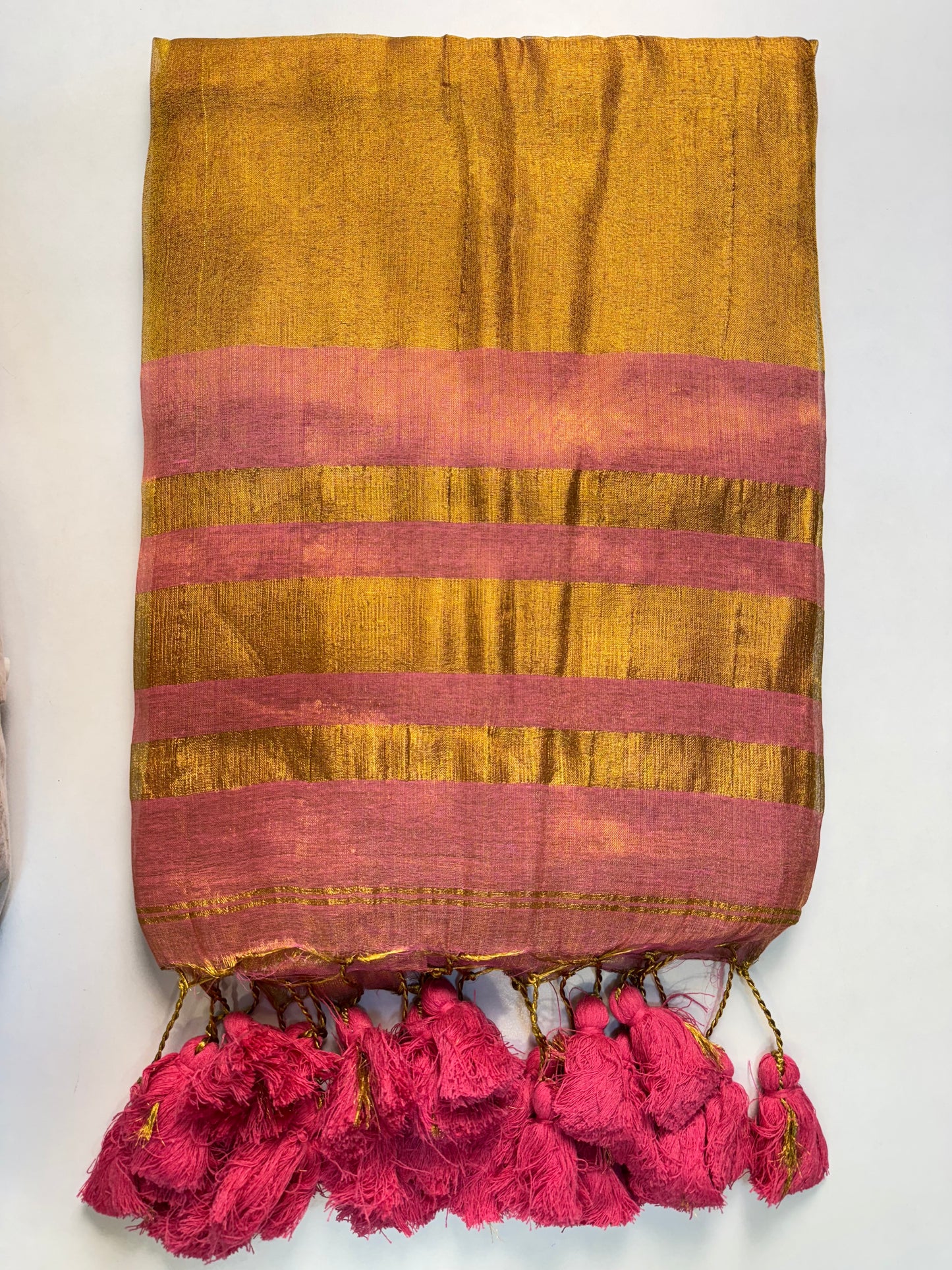 Light Pink Plain Khadi Tissue Saree With Border