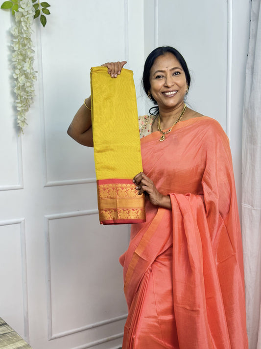 Light Green with Contrast Border Mangalgiri Silk Saree