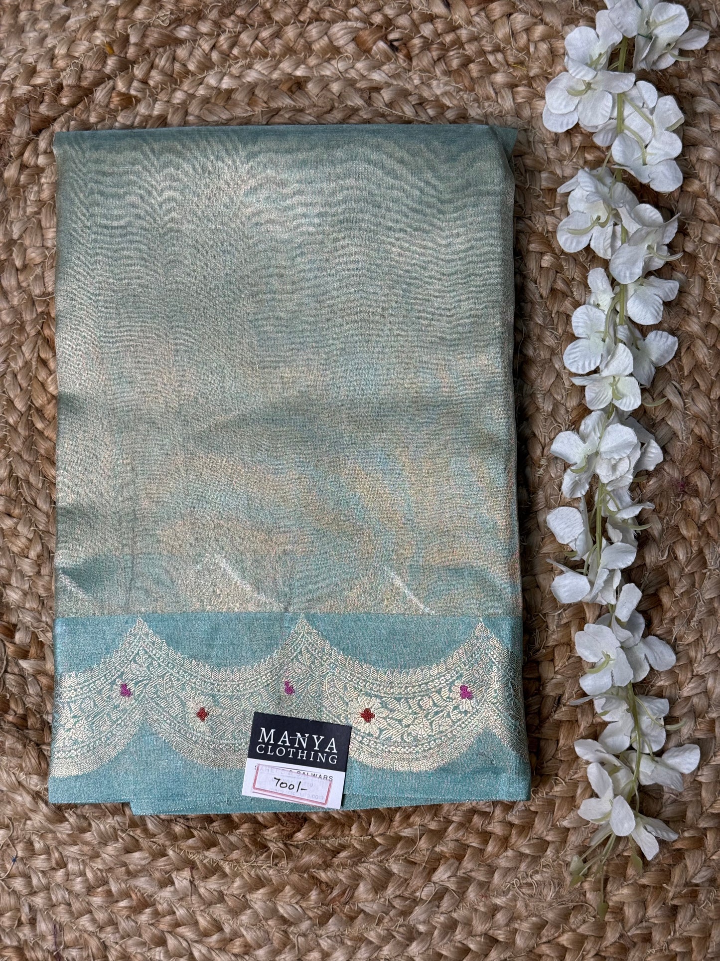 SeaFoam Tissue Saree