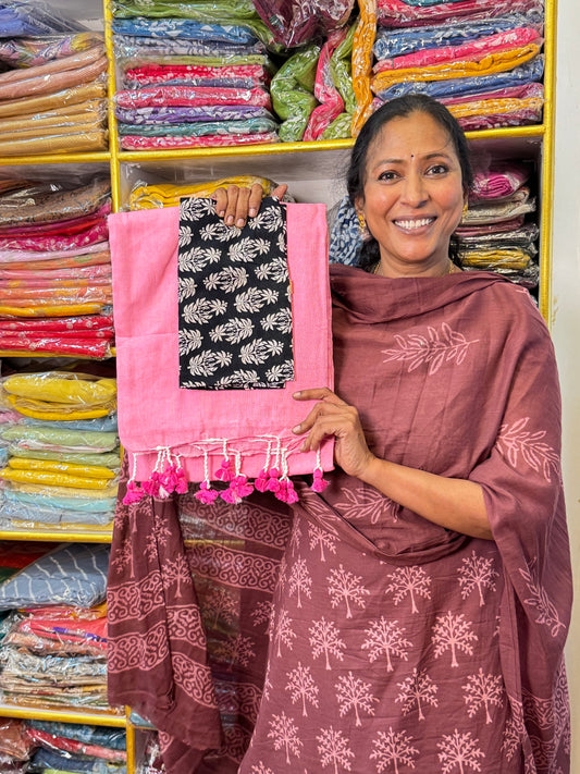 Light Pink Khadi Cotton Saree