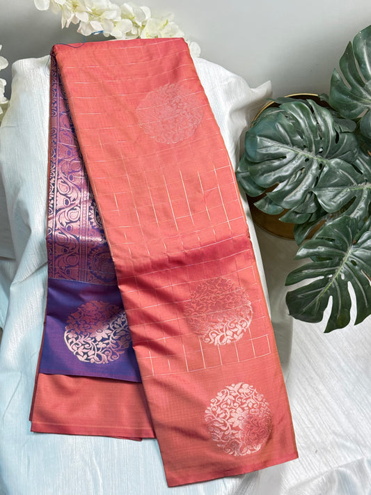 Peach Soft Silk Saree