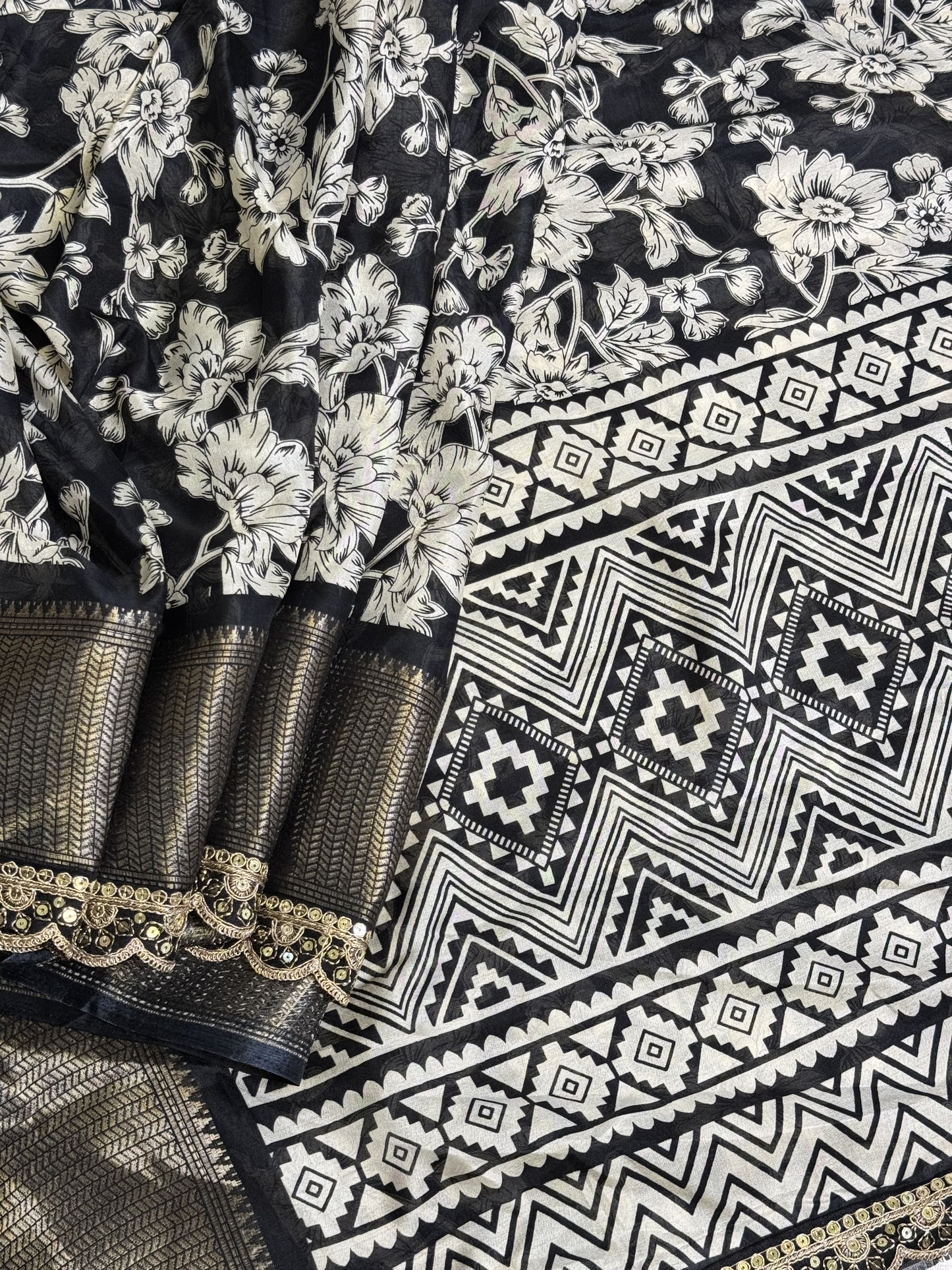 Black Saree with work blouse