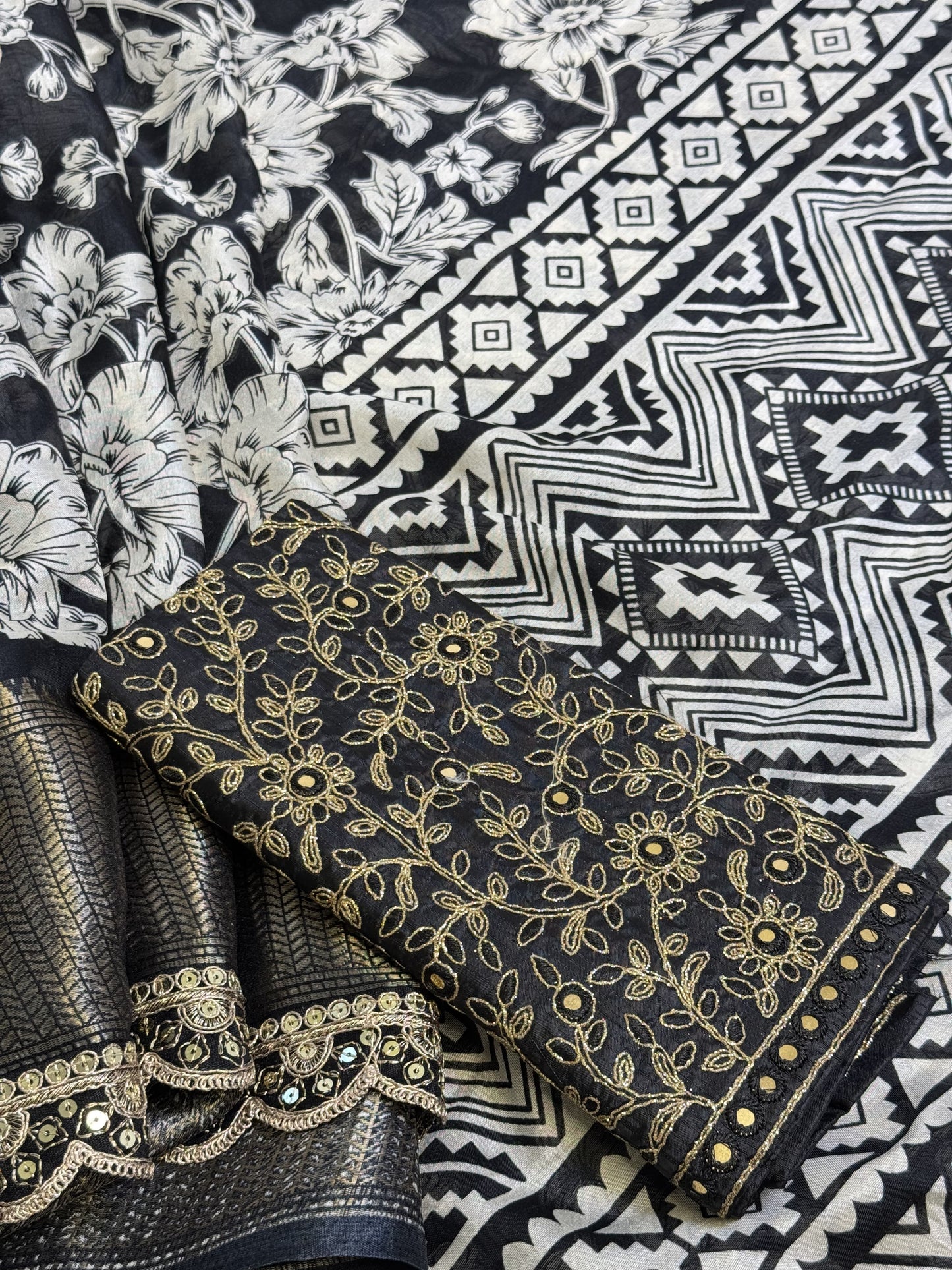 Black Saree with work blouse
