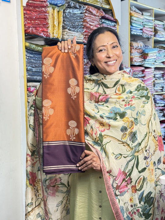 Honey with Jamun Colour Border Soft Silk Saree