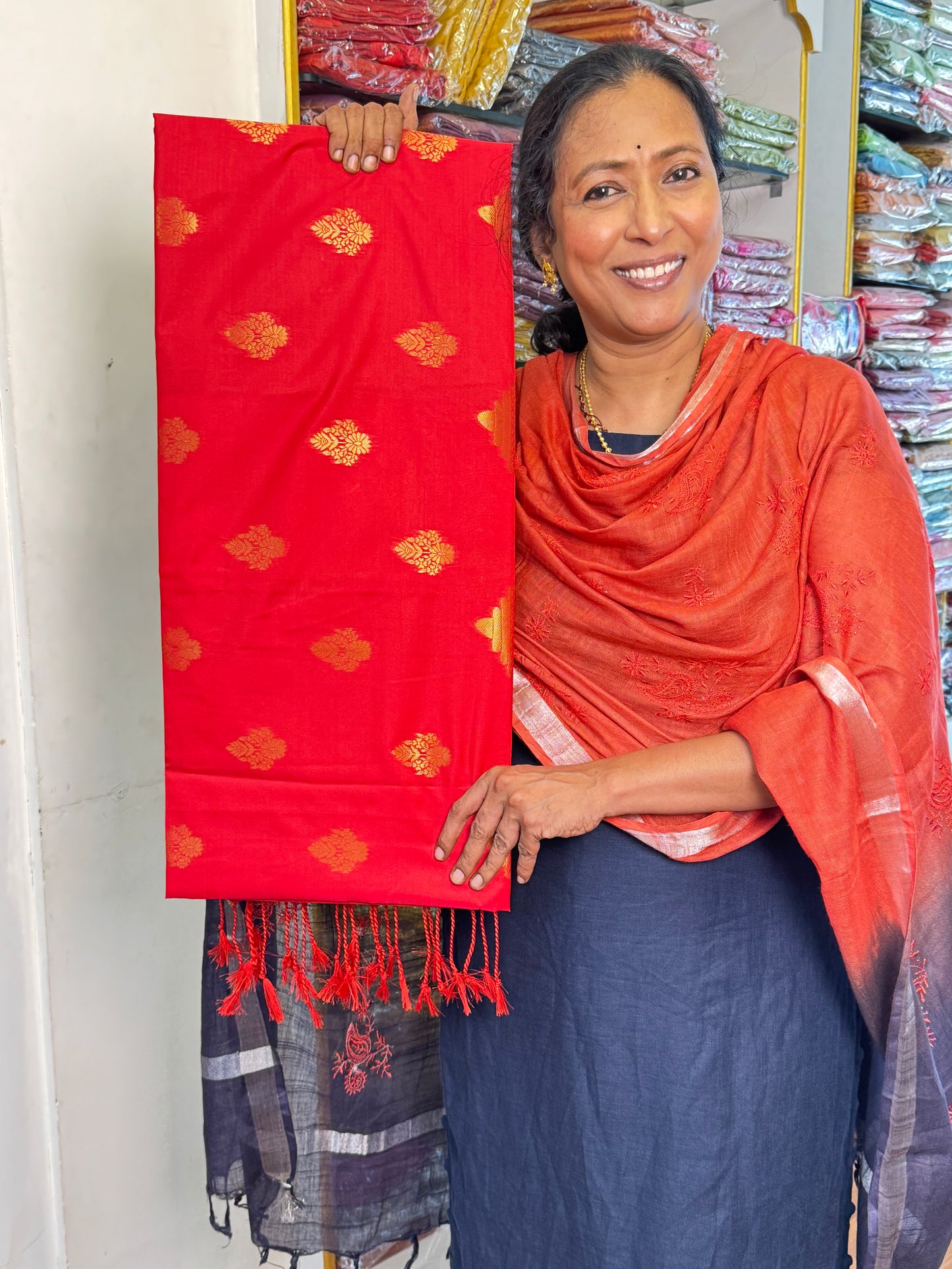 Tomato Red Soft Silk Saree