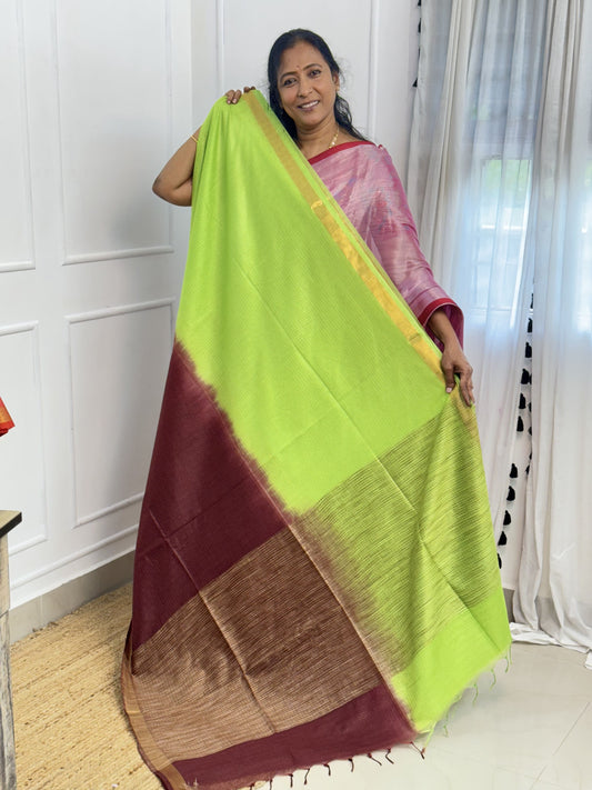 Green with Maroon Kota Cotton Sarees