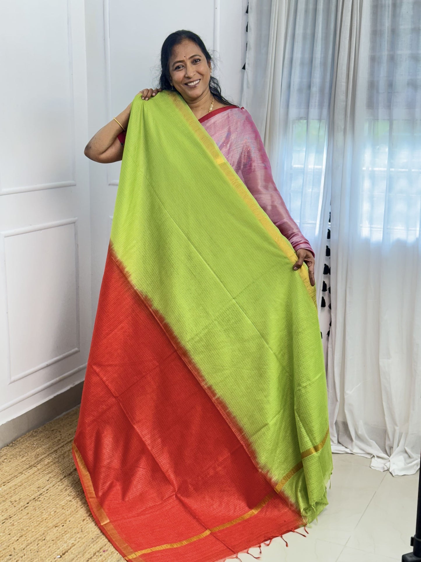 Green with Red Kota Cotton Sarees
