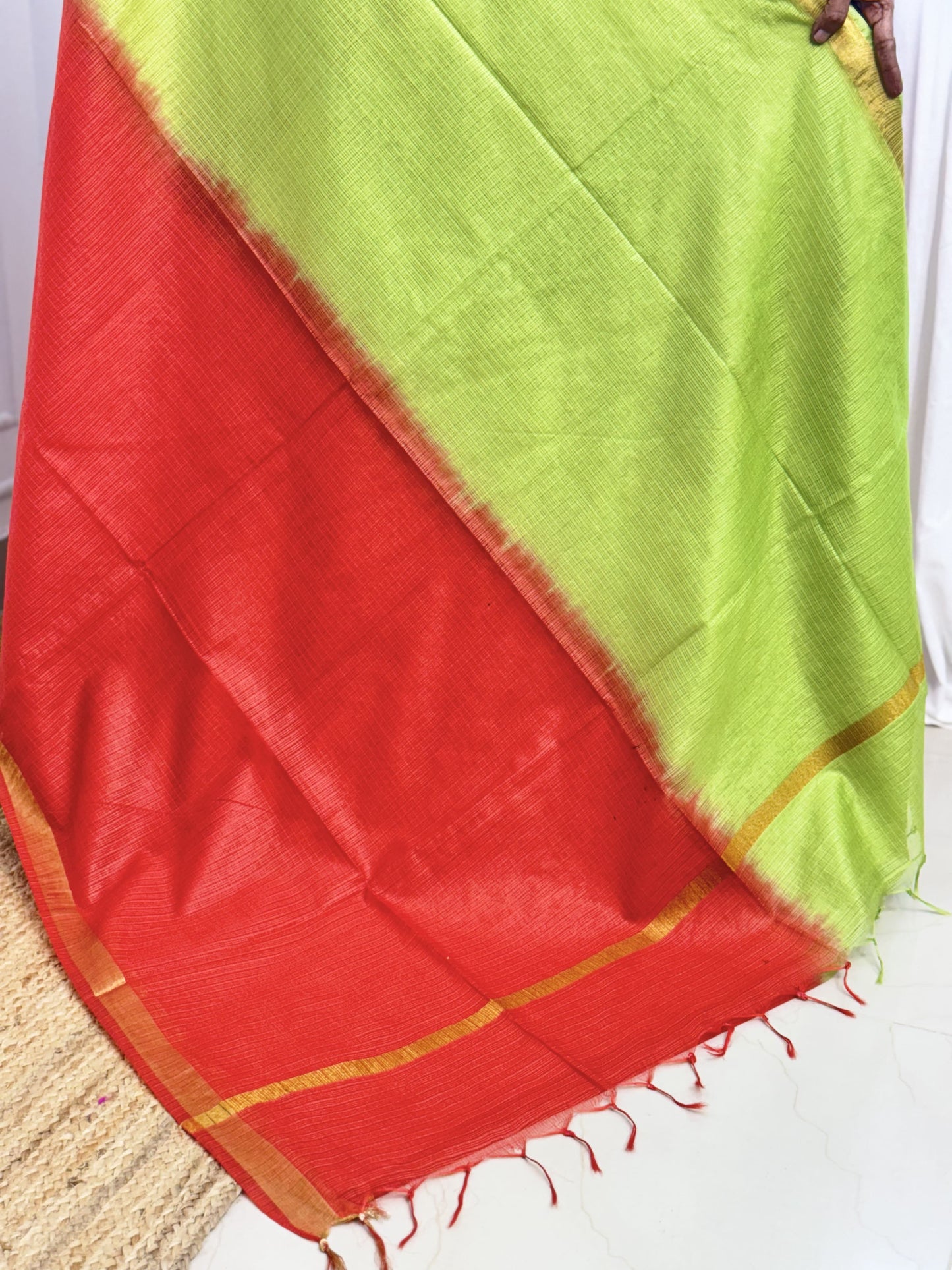 Green with Red Kota Cotton Sarees