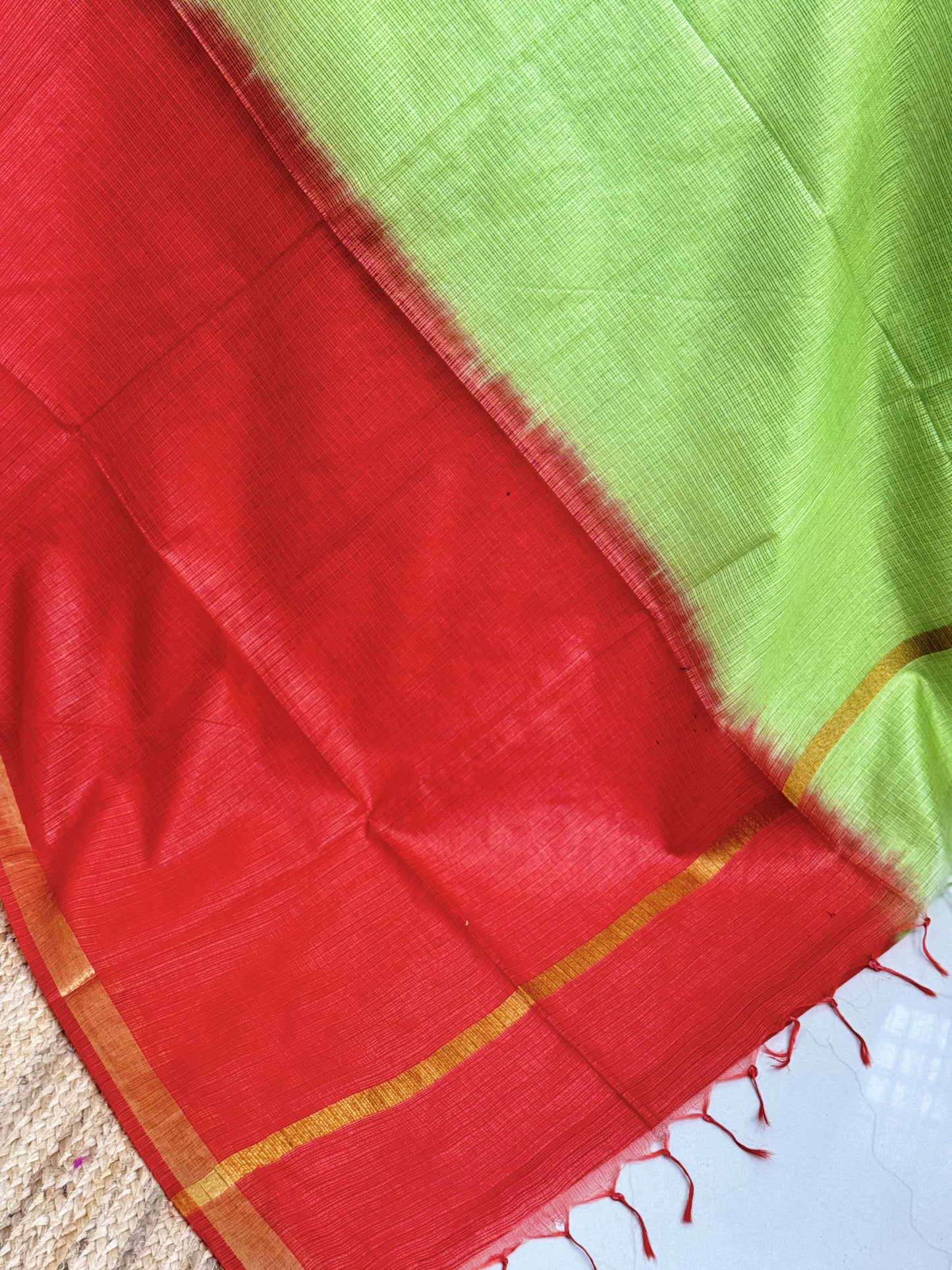 Green with Red Kota Cotton Sarees
