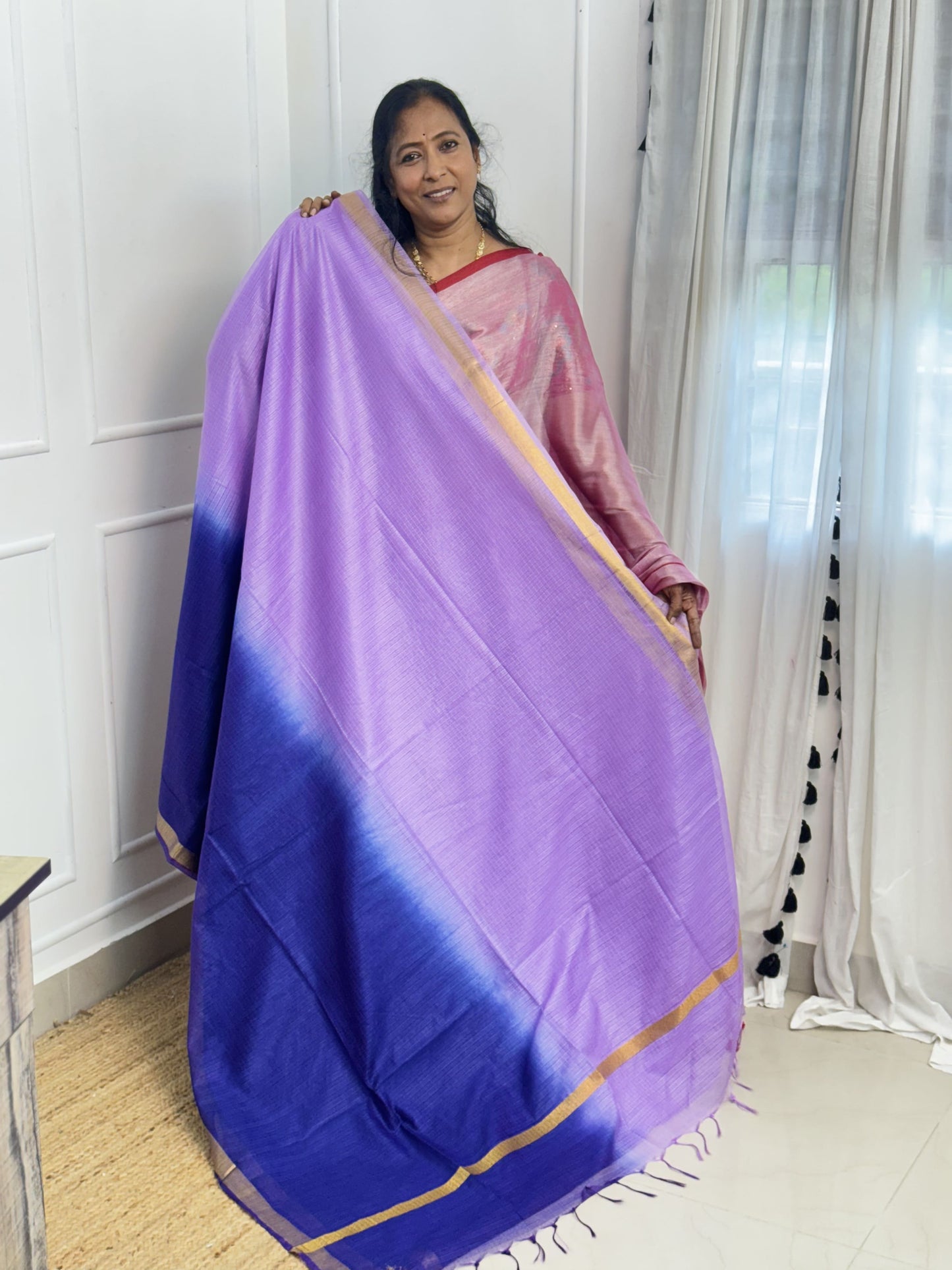Blue with Lavendar Kota Cotton Sarees