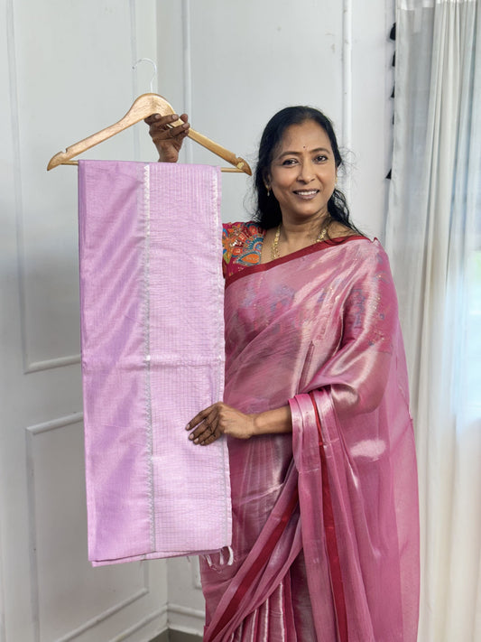 Light Pink Semi Tussar Saree