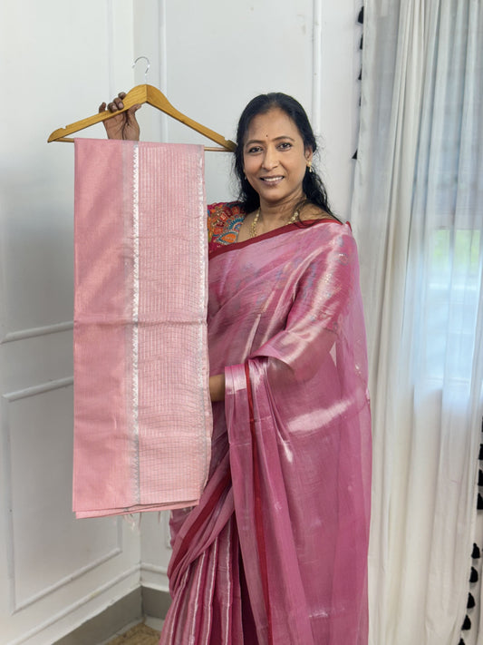 Light Peach Semi Tussar Saree