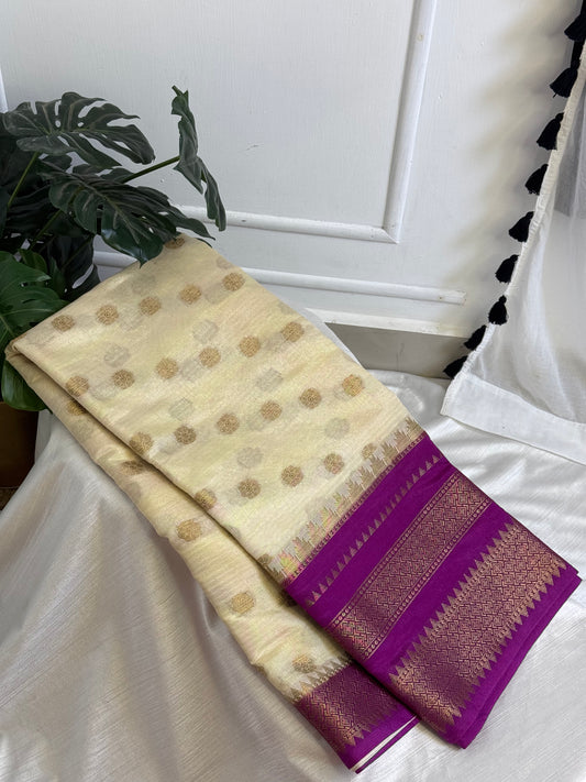 Half White Warm Silk Saree