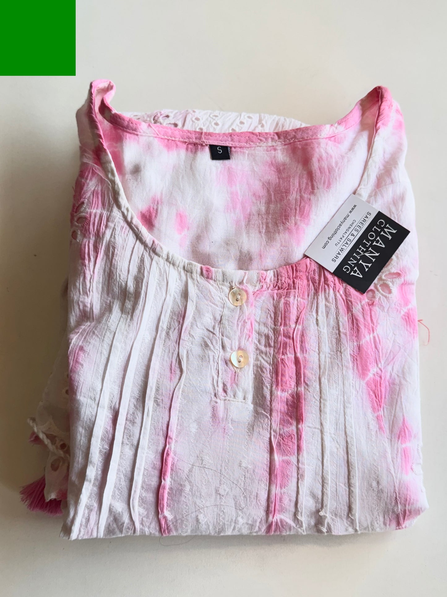 Pink & White Ready to wear Short Kurthi