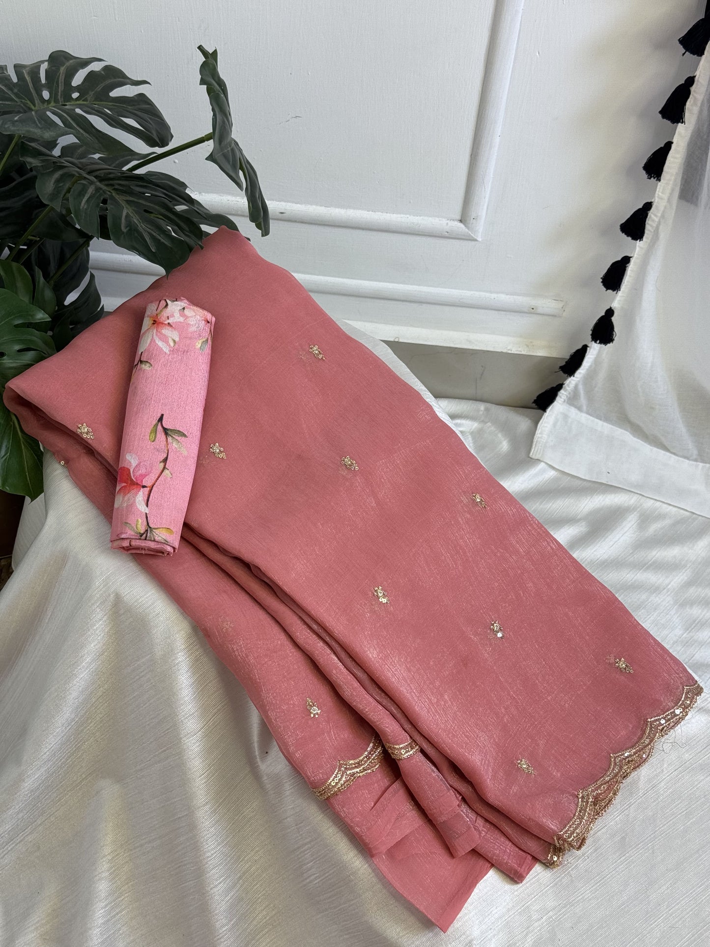 Pink Chiffon Saree