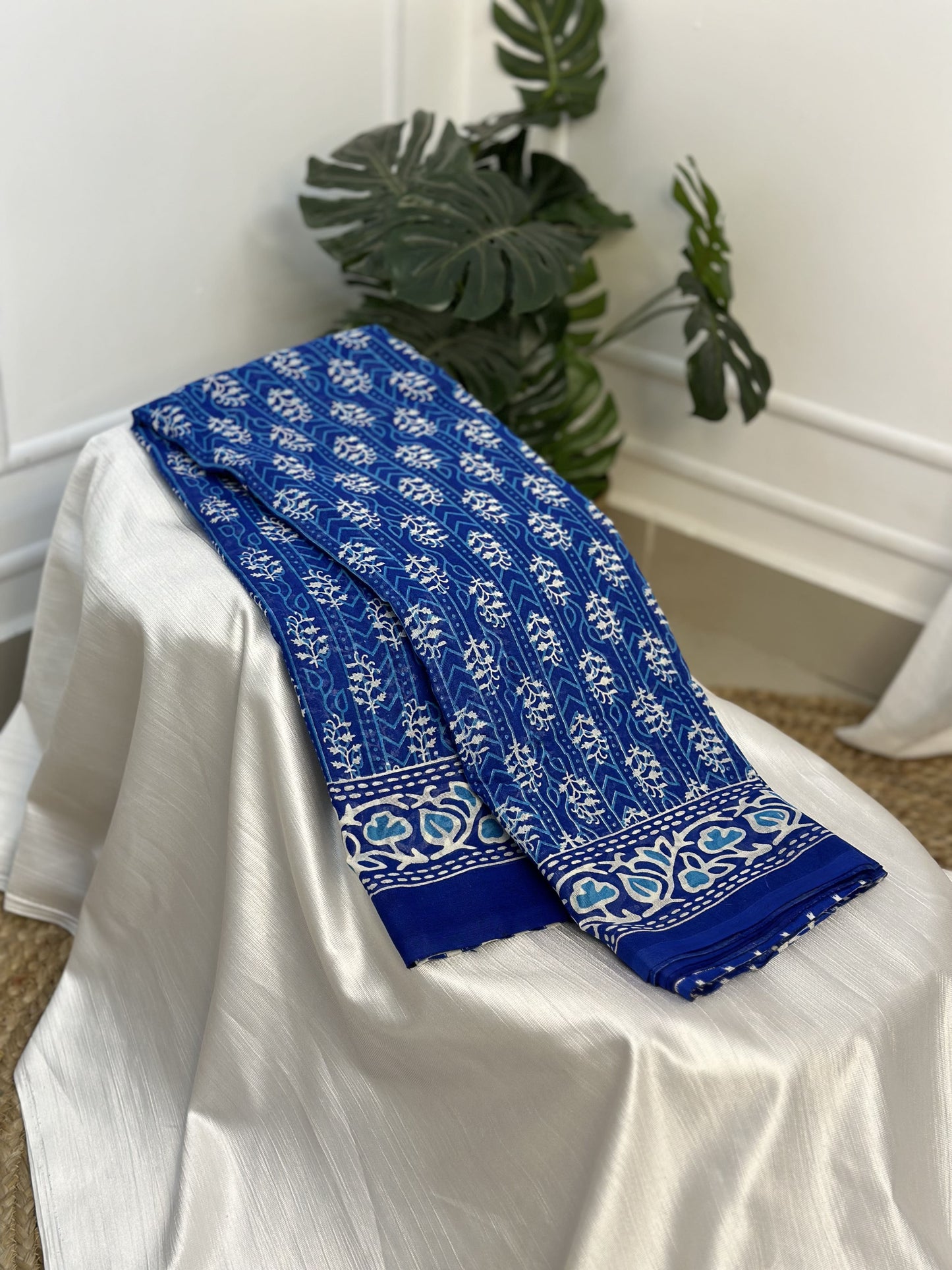 Blue Pure Cotton Saree