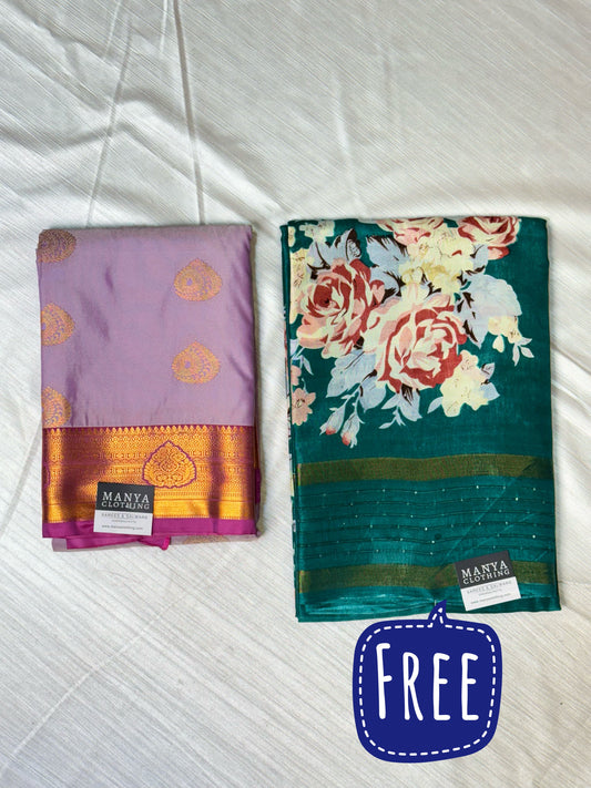 Lavender Semi Silk Saree