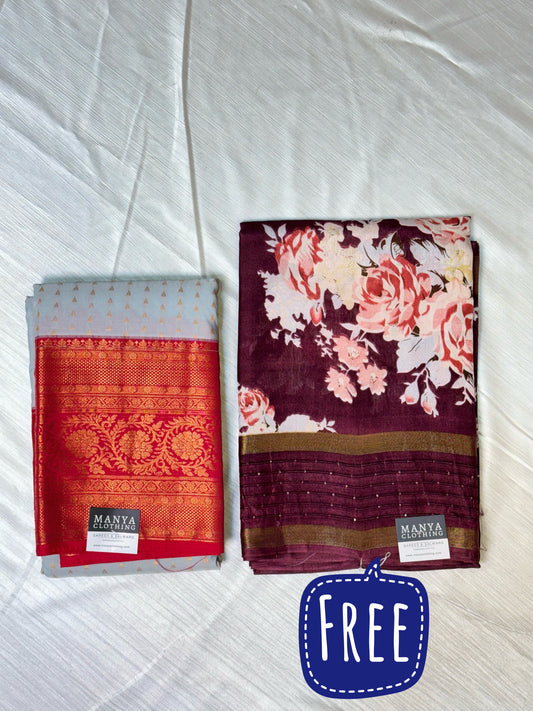 Grey Semi Silk Saree